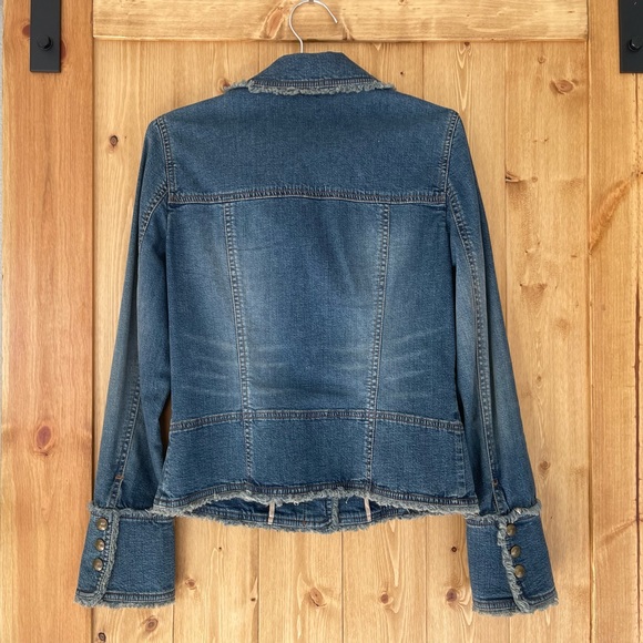 Classiques Entier Women’s Small Denim Raw Hem Snap Denim Blazer Jacket - Picture 4 of 15